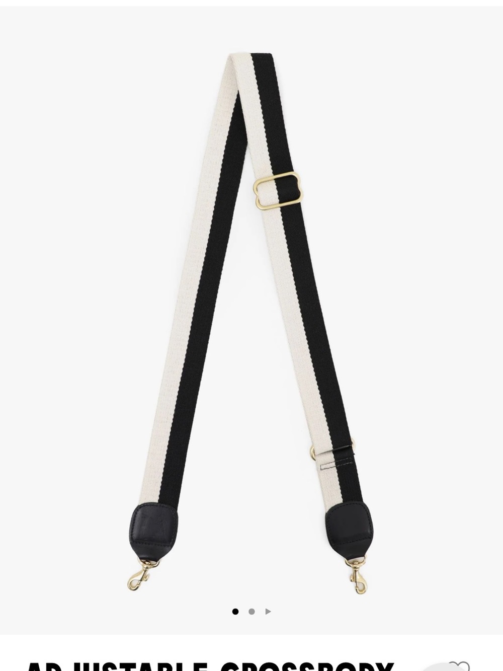 Clare V Black and Cream Adjustable Crossbody Strap